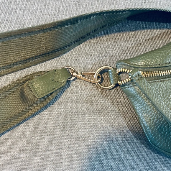 Quince Pebbled Italian Leather Olive Green Belt Bag - Picture 12 of 13